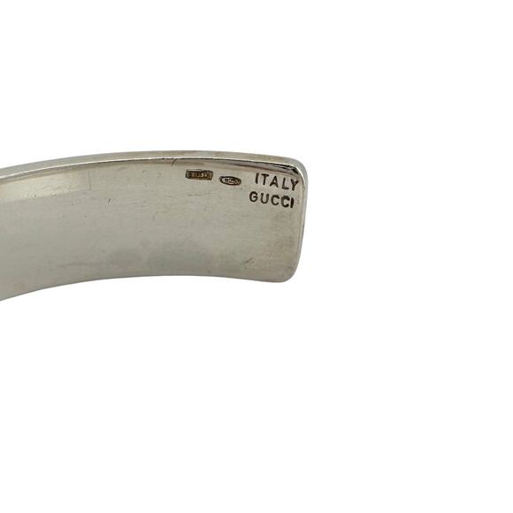 Gucci Black Leather GG Logo Sterling Silver Bangle Bracelet - Vintage! - Picture 5 of 9